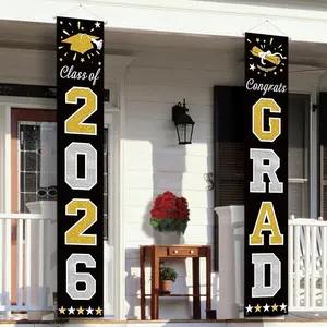 2026 Graduation Decoration, 2026 Red and Black Class Graduation Banner Decoration, Suitable for any school or grade party, Front Banner, Outdoor Decoration 180x32cm