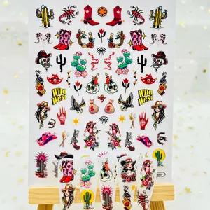 Wild West Cowgirl Cactus DIY Nail Art Stickers Tsc-550, Unique Manicure Accessories for Creative Nail Designs, Nail Art Sheet