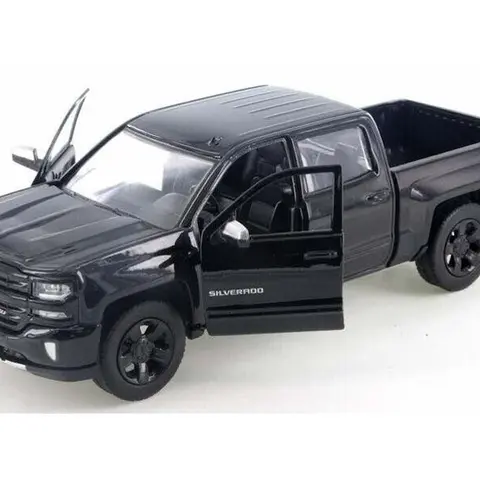 Motormax 1/24 Scale Diecast Model Truck - 2017 Chevrolet Silverado 1500 LT Z71 Crew Cab, Black, New Box-Ready, Collector Model Car, Die Cast Vehicles, Scale Diecast Toys, Item 79348BK, Choking Hazard Small Parts, Gift for Ages 3+