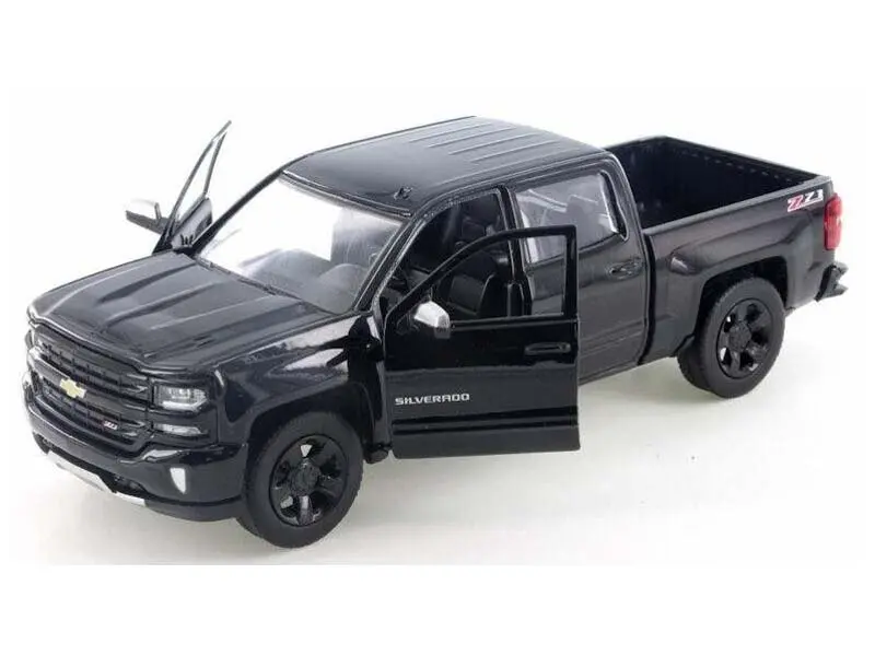 Motormax Diecast Car Model - 2017 Chevrolet Silverado 1500 LT Z71 Crew Cab, Black, 1:24 Scale, Item 79348BK