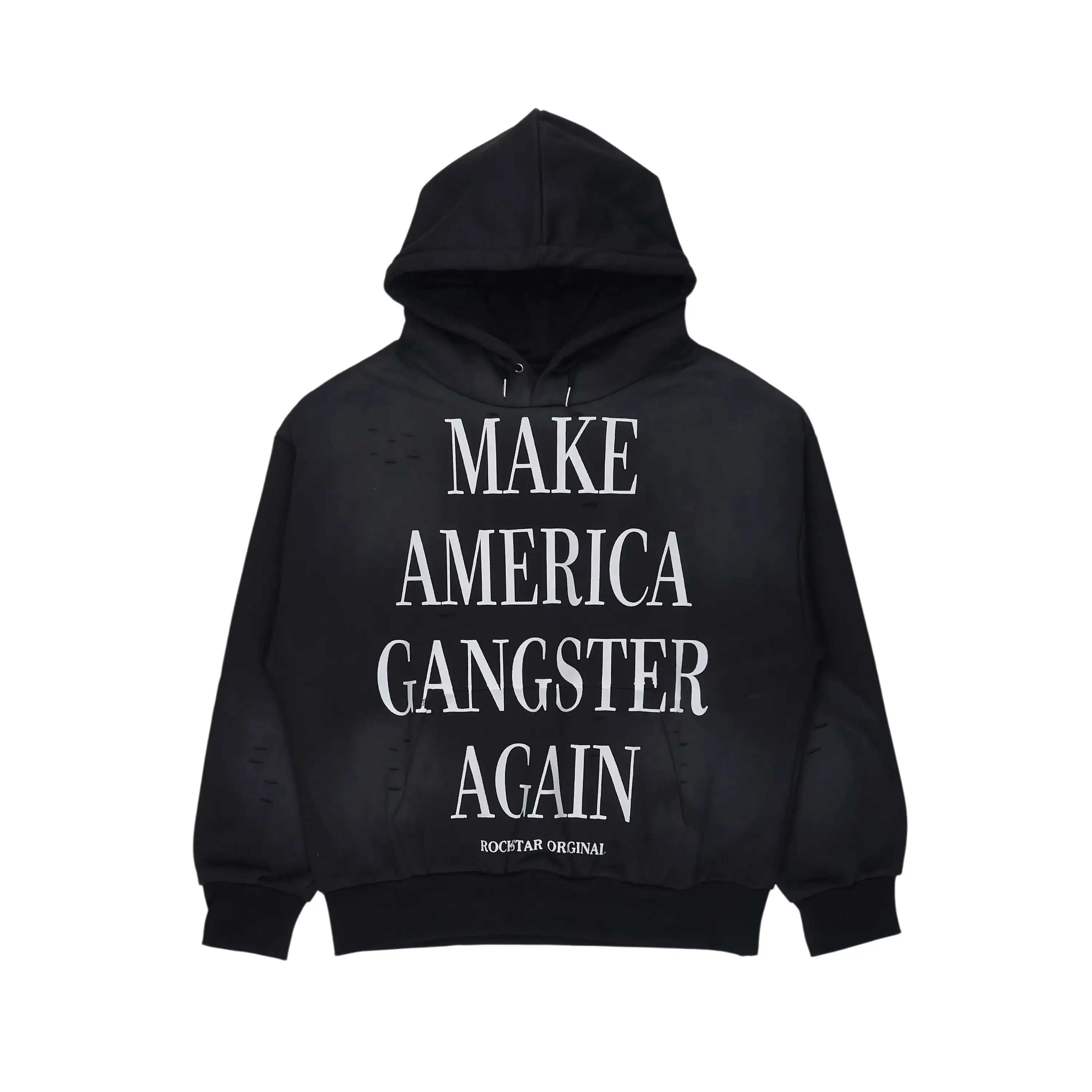 Drako Black Graphic Distressed Relaxed Hoodie