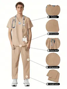 2Pcs Set Multicolor Nursing Scrubs Uniforms High Quality Medical Uniform Scrub Dentistry Sets Hospital Uniforms Scrubs Suit for Men Pet Grooming Working Clothes