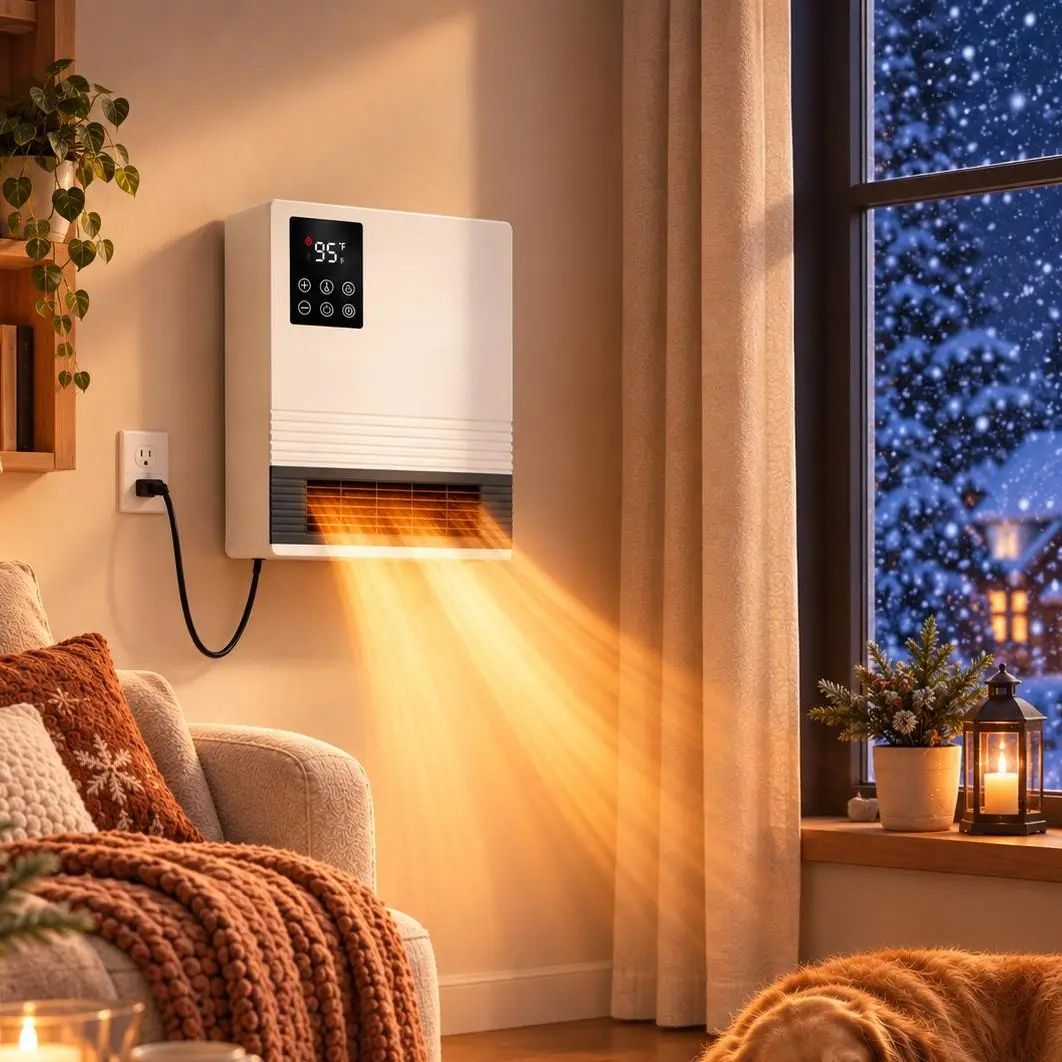 Sweetcrispy Vertical Slim Space-Saver Wall-Mounted Electric Heater with Remote Control, 750W/1500W Dual Power, Fast Heating, ECO Mode, 50℉-95℉ Adjustable Thermostat, Overheat Protection, 120V Plug for Bedroom, Bathroom