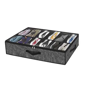 Underbed Shoe Storage Organizer, 1 Count/2 Counts Foldable Shoe Storage Box, Shoebox with Clear Window, Breathable Shoe Organizer for Bedroom, Dormitory, Closet