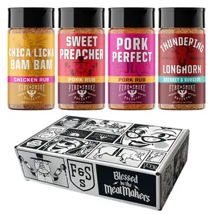 Fire & Smoke Society Best Sellers Seasoning Bundle | 4 Pack | 6 oz Bottles | Seasonings for Chicken, Pork, Brisket, & Burgers