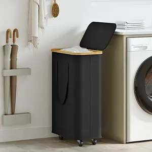 (60L/100L )Large Capacity Foldable Laundry Basket (60L/100L), Rectangular Dirty Clothes Hamper with Wheels, Detachable Liner, Smooth Rotating Wheels, Collapsible Laundry Hamper, Wheeled Laundry Basket