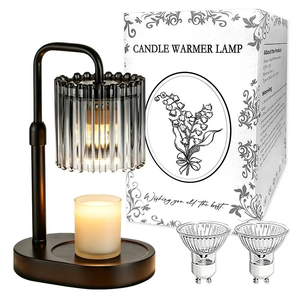 Wax aroma melting lamp, Valley lily floral light, adjustable stand with built-in timer, two bulbs included, flameless fragrance lamp for apartment bedroom indoor decor