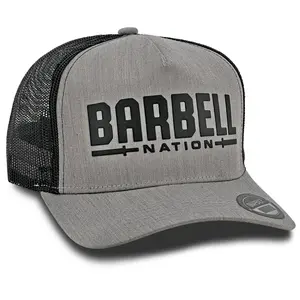 Gymish Workout Gym Hats for Men, Athletic Training Trucker Hat, Funny Gym Hats. Adjustable Snapback Cap Barbell Nation