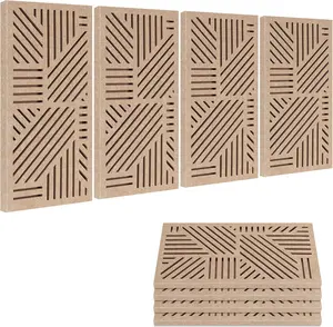 BUBOS 4 Pack Thickened Acoustic Panels, 23.6''x11.8'' Self-Adhesive Sound Absorbing Cavity Acoustic Wall Panels for Theater Studio Recording Gaming Room Meeting Rooms,VortexCore Brown