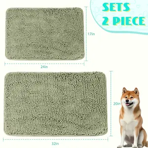 Chenille Dog Door Mat with High Water Absorption, Anti Slip Entry Pet Mat with Dirt Trapping Surface, Machine Washable Indoor Outdoor Doormat, Quick Dry Low Pile Mud Mat for Dogs Pets, Camel Neutral Color Front Porch Entrance Beach Mat,DealsforYourDays