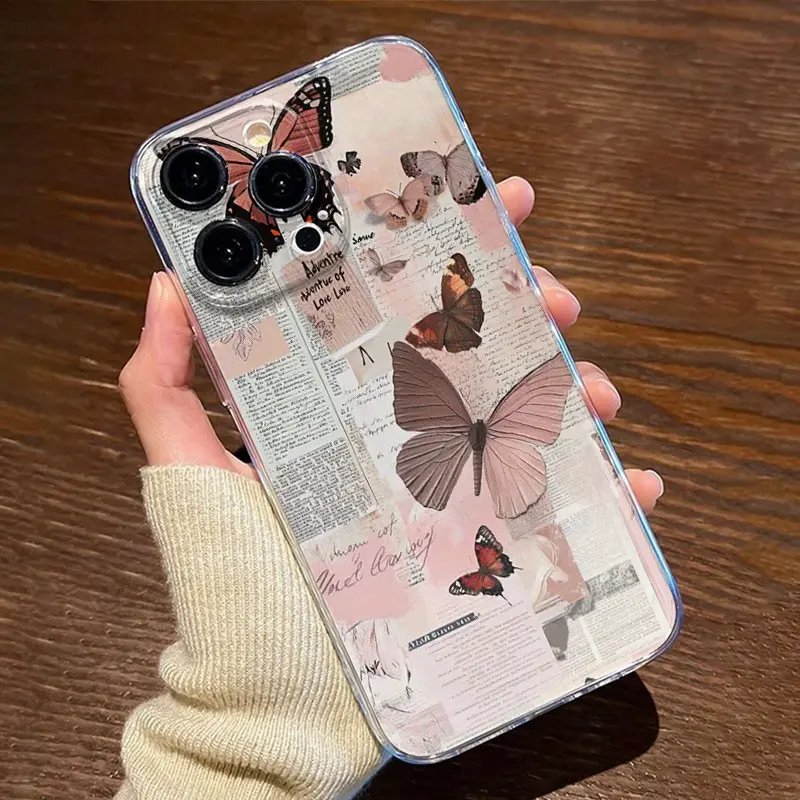 Transparent Butterfly Tpu Phone Case for iPhone 6/7/8/x/XS/XR/XS Max, Anti-Drop Shockproof Full Coverage, Gift for Women and Girls