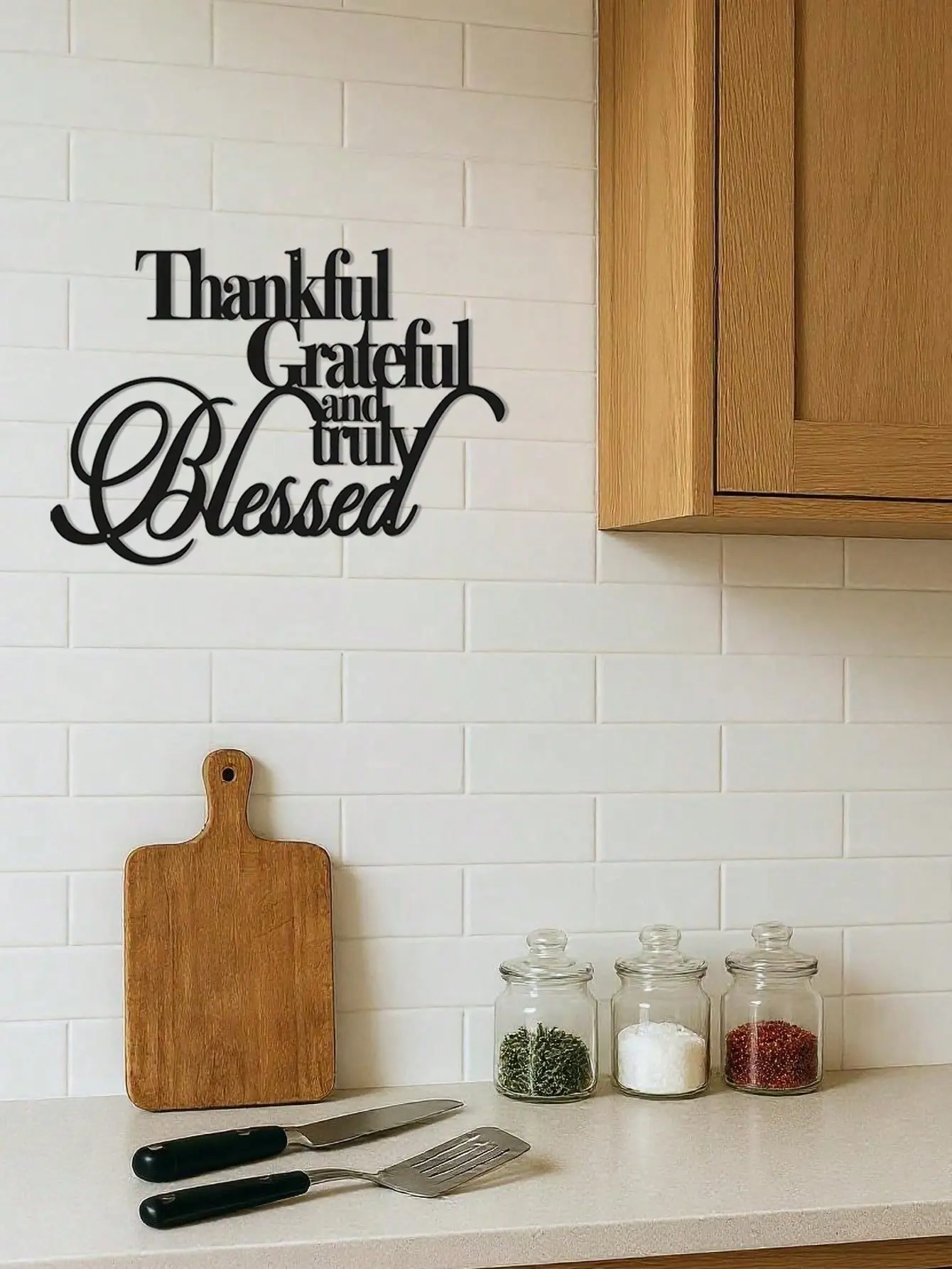 Thankful Grateful and Truly Blessed Metal Wall Art Custom Iron Sign for Home Decor Farmhouse Wall Decor Bedroom Living Room Bathroom Kitchen Halloween Housewarming Gift