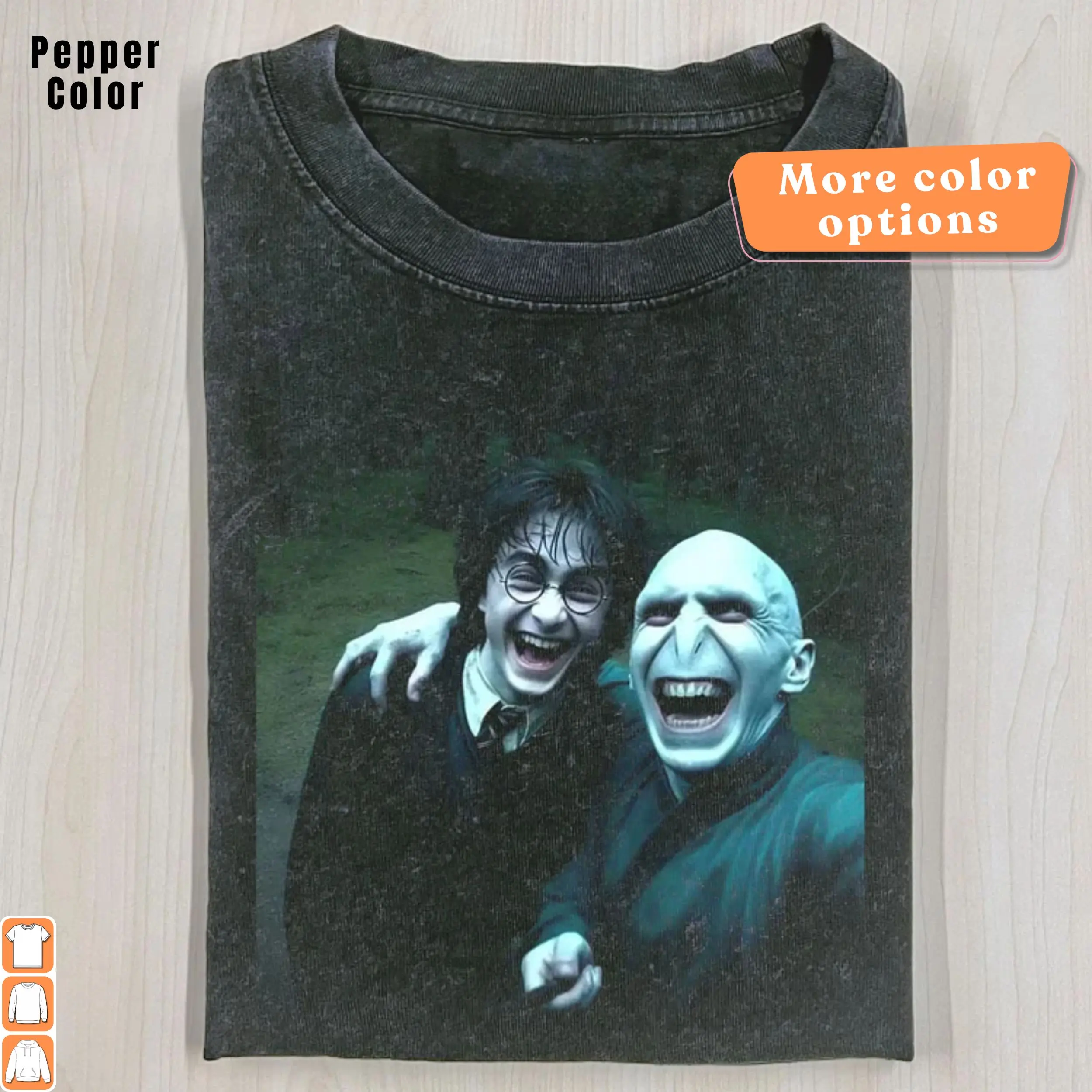 Harry And Voldemort Selfie Shirt, Funny Wizarding World Parody Tee, Retro Magic Graphic T-Shirt, Unique Potterhead Gift, Nostalgic Humor, Unisex Trendy Apparel