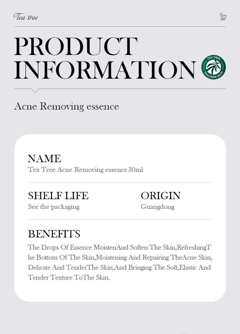 Tea tree acne oil control essence, lightens acne marks, natural cleansing and acne removal, removes blackheads, repairs skin essence