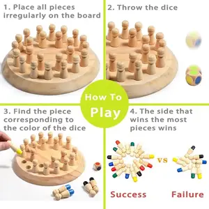 Montessori Memory Matchstick Chess Game Strategy Board Game Logic Puzzle Toy for Boys and Girls, Early Education Color Recognition Learning Toy