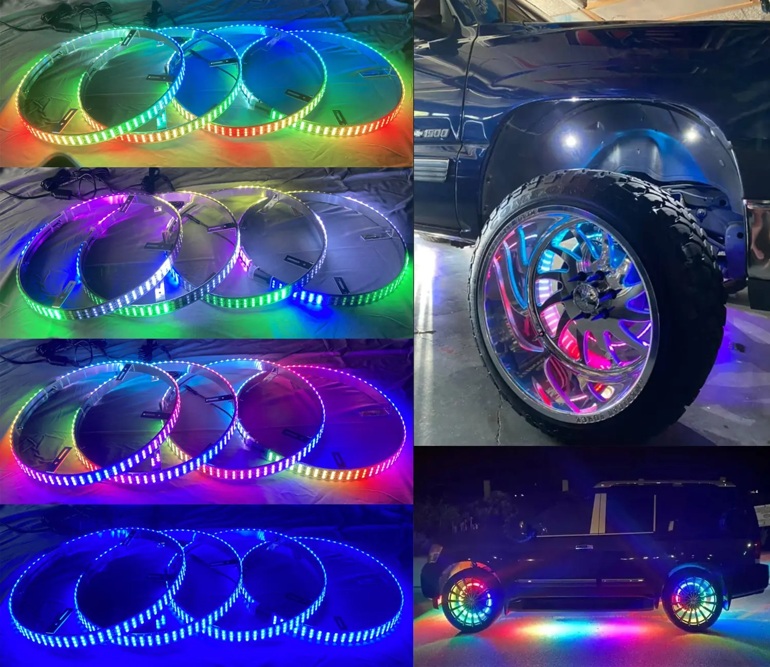 17.5" LED Wheel Lights - Triple Row RGB + White + Dream Color Chasing Flow, Bluetooth + Remote | for Car, Truck, SUV, Pickup, Off-Road