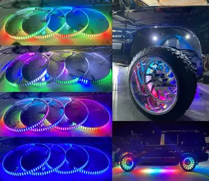17.5" LED Wheel Lights - Triple Row RGB + White + Dream Color Chasing Flow, Bluetooth + Remote | for Car, Truck, SUV, Pickup, Off-Road
