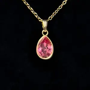 October 18K Gold Plated Necklace with Genuine Swarovski Crystal Birthstone Pendant