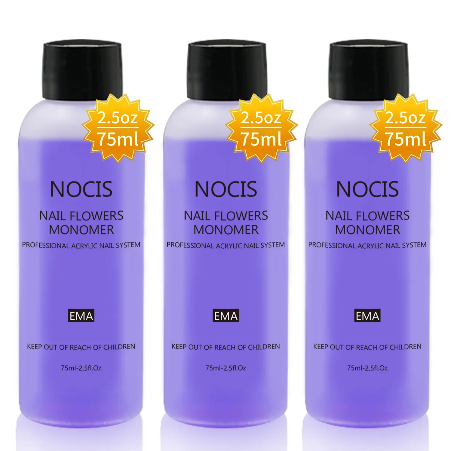 EMA Acrylic Monomer Liquid 75ml x3, Professional Nail Monomer for ...