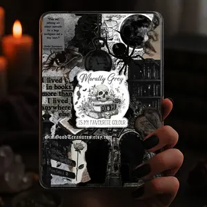 Morally Grey Is My Favourite Color Kindle Skull And Book Grip Dark Romance Magnetic Holder Gothic Magsafe Phone Kindle Accessory