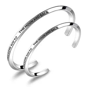 OIDEA Couple Bracelets Set, Stainless Steel Rhinestone Diamond Engraved Love Wristbands, His and Hers Anniversary Gift