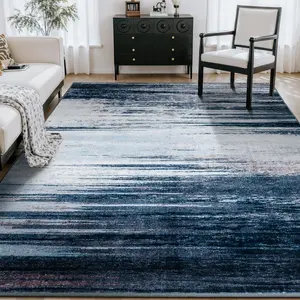 Soft Area Rug, Washable Living Room Carpet, Non-Slip Modern Abstract Blue Indoor Rug, Home Decorative Rug, Suitable for Bedroom, Dining Room, Home Office