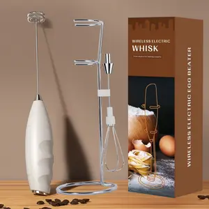 Rechargeable Milk Frother, Wireless Milk Frother, Coffee Milk Frother, Milk Foaming Machine with 3 Speed Settings, Mini Small Mixer