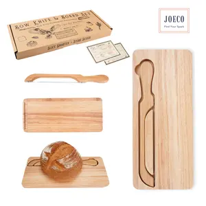 Sourdough Bow Knife & Wooden Cutting Board Set — 2-in-1 Bread Slicer with Built-In Magnetic Knife Storage | Display Tray for Artisan Sourdough, Bagels & Baguettes | Premium Stainless Steel Serrated Knife & Natural Rubberwood Board, Gift for Bakers