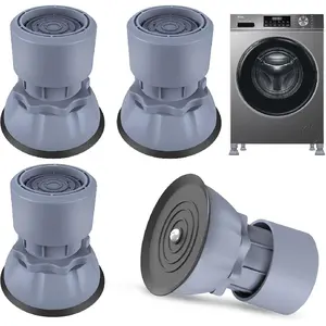 Anti-Vibration Washing Machine Base, 4Pcs Adjustable Universal Support 10-12cm, Non-Slip Washing Machine Legs, Noise Reduction, for Washing Machine/Dryer, Mobile Base and Anti-Vibration Pads (Gray)