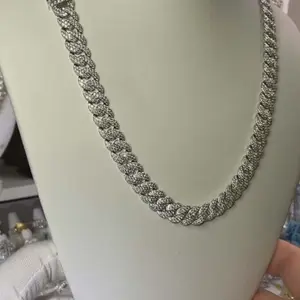 20in 10mm Sterling Silver Moissanite Cuban Link Chain