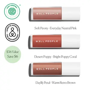 Lush Lip Trio - Soft Peony, Desert Poppy, Daylily Petal -  Three-piece lip oil set that delivers a sheer tint of color and high-shine finish.