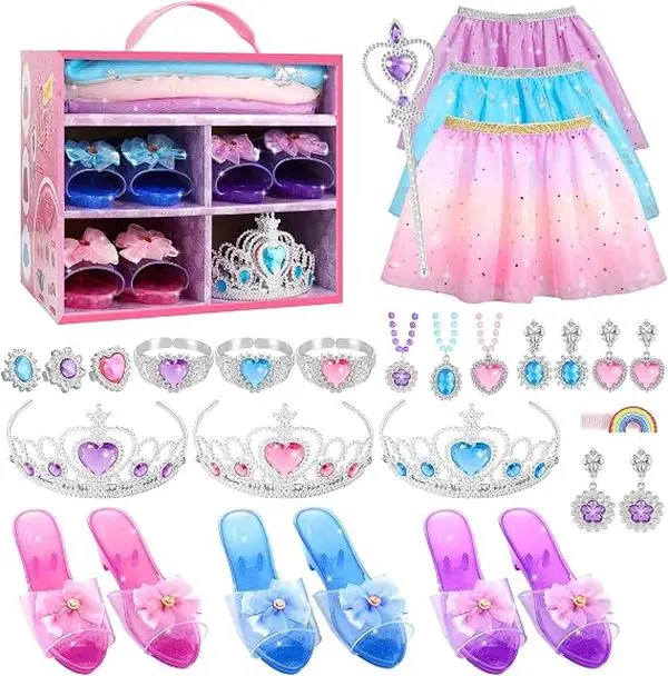 Halloween Fall Gift Princess Dress Up Toys and Jewelry Boutique, Girls Role Play Gift Set, Kids Toys for 3-6 Years Girl, Birthday Party Favors, Pretend Play Gifts for Little Girls Aged