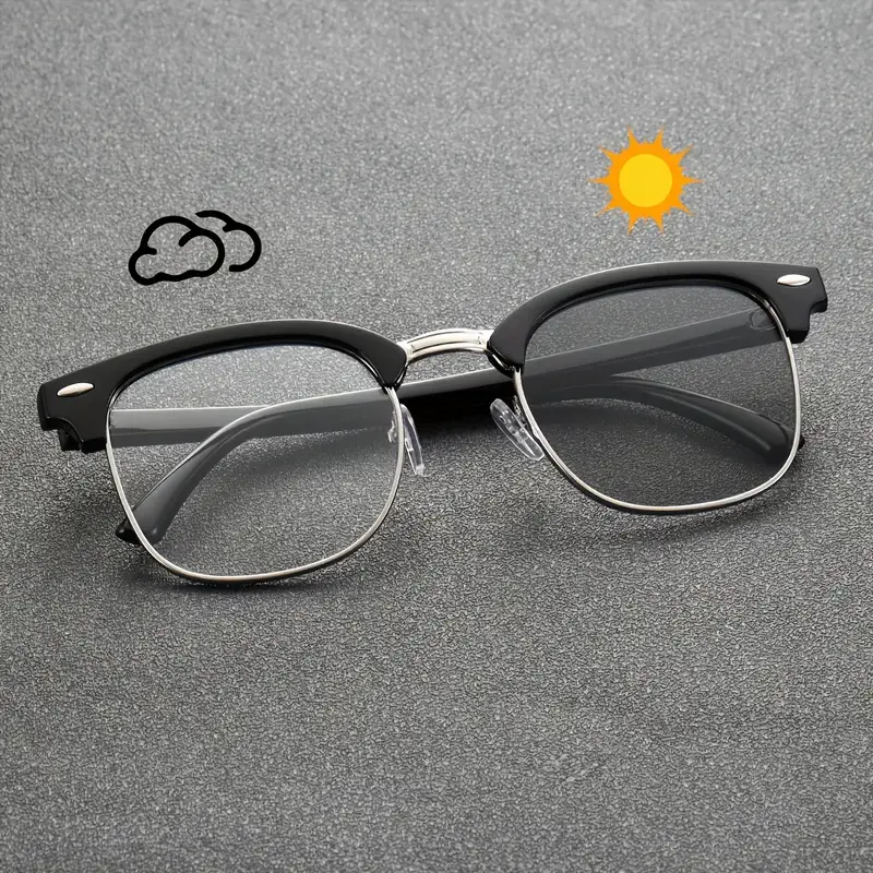 Men'S Vintage Square Frame Fashion Glasses - Classic Black Composite Frame with Clear Lenses, Stylish & Durable for Everyday Wear, Everyday Fashion Glasses | Classic Square Frame | Composite Frame Fashion Glasses, Square Frame Glasse