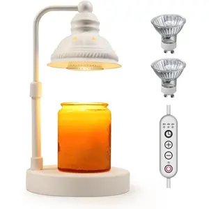 Candle Lamp, Candle Warmer Lamp with Timer (White, No USB)