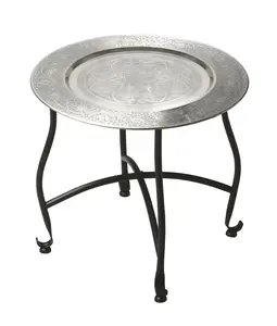 HomeRoots Modern Accent Round End Table - 14x16x16 in. Black & Silver Aluminum Indoor Furniture, Modern Accent Tables