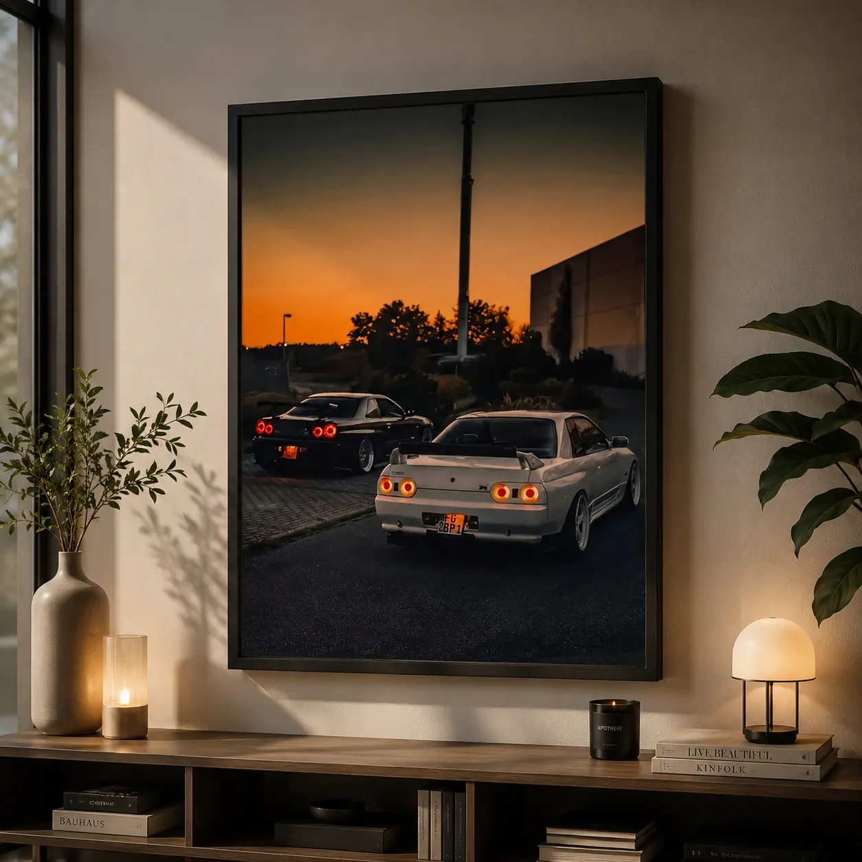 Modern Motorsport Canvas Wall Art, Vintage Racing Car Poster for Game Room & Man Cave Decor