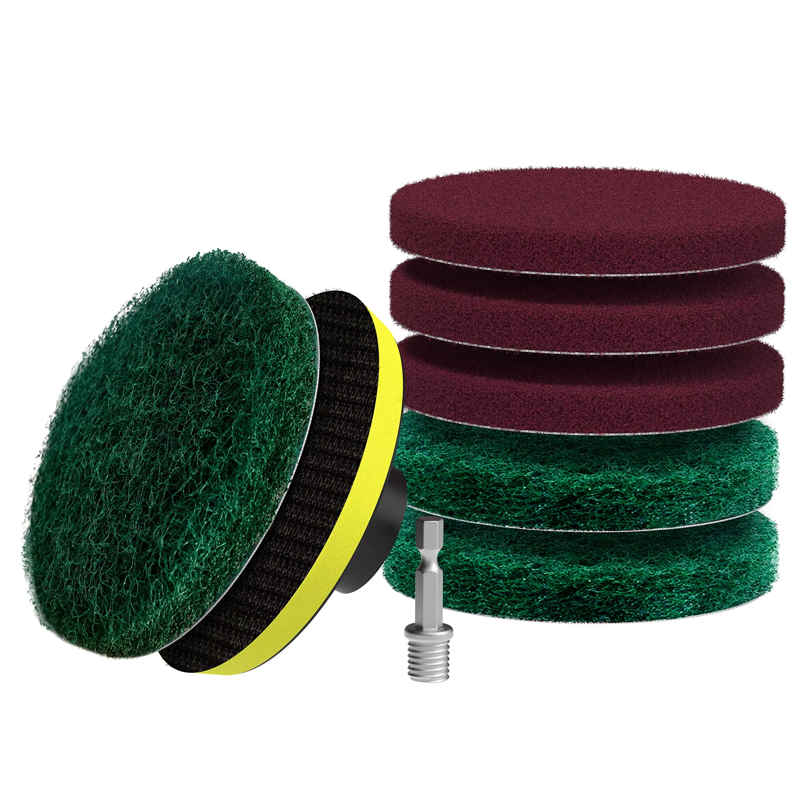 8 Pcs Polishing Set,Including 6 Drill Brush Power Scouring Pads,1 Polishing Cleaning Pad,1Drill Bit,Ideal for Tile Scrubber and Complete Polishing of Bathroom Floor and Tub,Hand Tools Kits