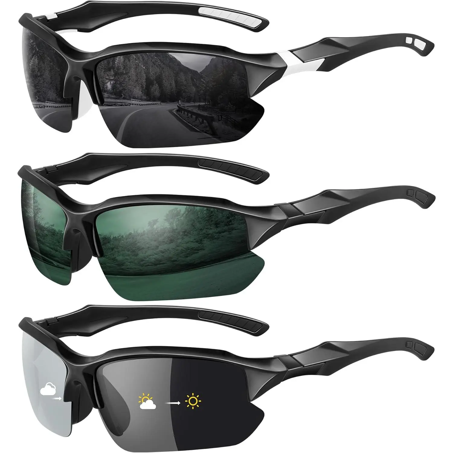 Polarized Sunglasses for Driving UV Protection - 3 Pack LOOIKOOS 3Pack Polarized Sport Sunglasses for Men and Women  main image 2