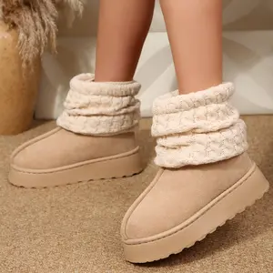 Women's Knit Leg Snow Boots Warm Y2K Short Boot Covers for Women Long Socks Shoes for Party Indoor Outdoor