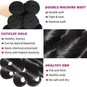 12A Human Hair Bundles 22 24 26 28 Inch Body Wave Bundles Human Hair 100% Unprocessed Brazilian Virgin Weave 4 Bundle Real Natural Black Wet and Wavy Human Hair Extensions 1B Color for Women