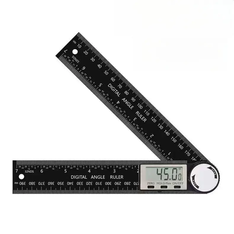 2 in 1 Angle Finder Ruler with 7 Inch/200mm(Unfolding length 300mm) ,Black and White,Angle Measuring Tool for WoodworkingCarpenter/Construction/Dly Measurement/Daily household use