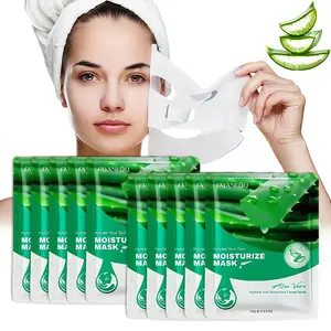 10 Pieces Aloe Vera Moisturizing Face Masks with Niacinamide Gently Hydrate Skin, Replenish Moisture, Make Your Skin Look Firmer and Brighter, Suitable for Dry Skin, Night Sleeping Mask, Facial Care, Unisex, Gift for Girlfriend