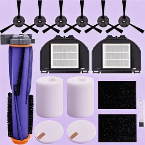 1 Main Brush Roller & 6 Side Brushes Replacement Kit for Robot Vacuum Cleaner - 2 Foam Filters & 2 Air Filters Included - Compatible with Shark AV2310AE RV2320S UR2350AE - Durable & Reusable Accessories Set