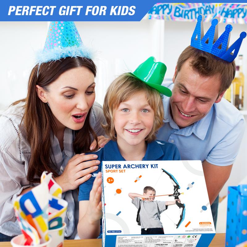 Bow and Arrow for Kids, LED Light Up Archery Set with 12 Suction Cup Arrows, 1 Standing Target, 3 Score Targets & 1 Quiver, Indoor Outdoor Sport Gifts for Boys Girls Ages 4-12, Blue