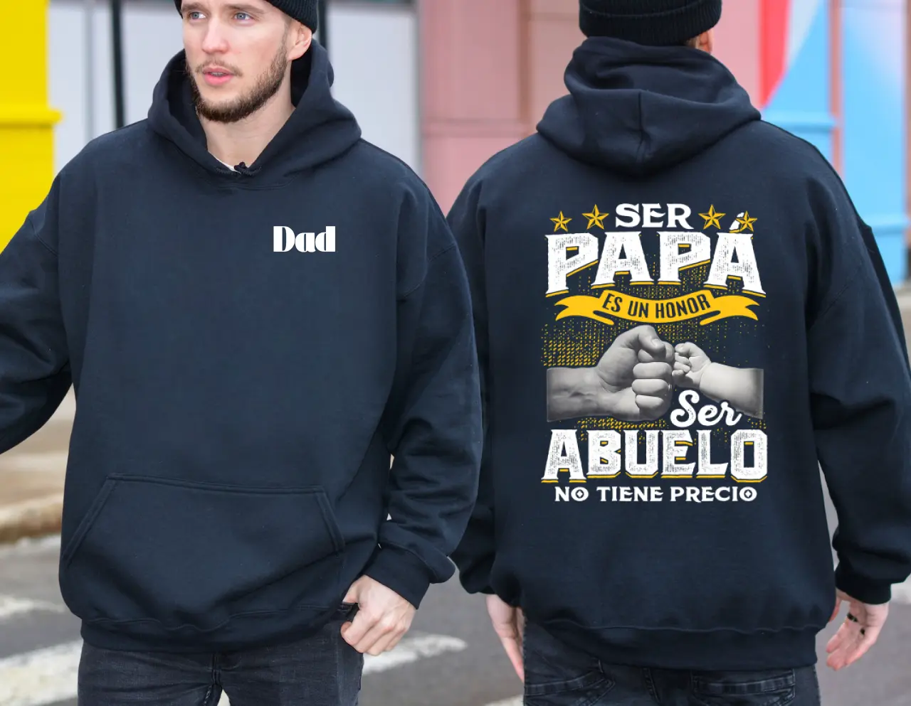 Funny Grandpa Casual Long Sleeve Slim-Fitting Hoodie - "Ser Papa Es Un Honor Ser Abuelo No Tiene Precio" Spanish Pullover, Sweatshirts for Grandfather Gift