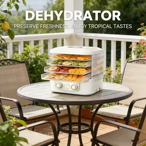 Indoor Home Kitchen Users 5-Tray Food Dryer,160W 110V US Two-Prong Plug Built-in Dual Temp Protection Plastic Dehydrator,Adjustable Temperature Design for DIY Veggie Chips,Meat Jerky,Dog Snacks-Pet Food Dehydrator,Jerky Prep Machine