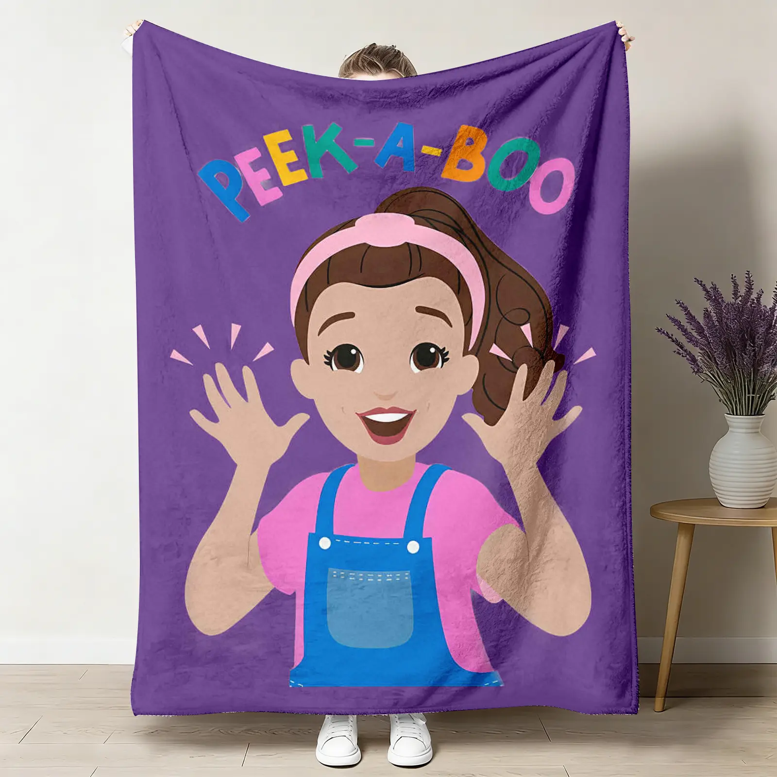 Lightweight Breathable, Soft Warm Cartoon Art Graphic Blanket Throw, Cute Educational Character Design, Gift for Toddlers, Nursery Decor, Lightweight Breathable Blanket, Soft Warm Blanket