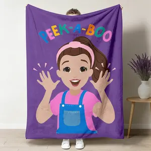 1Pc Peekaboo Girl Flannel Blanket (50"x60" Multi-Size Option), Cartoon Print Soft Warm Lightweight Breathable Wrinkle-Resistant Plush Throw, Suitable for Sofa Bed Use, Fall Winter Gift for Kids Girls