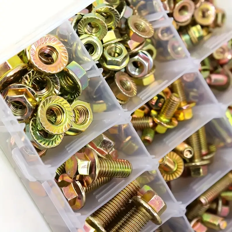 Alloy Steel Flange Bolt and Nut Kit - Steel Alloy Metric Hex Screw Set with M5, M6, M8 Metric Sizes, 14 Common Sizes, Corrosion-Resistant Hardware, Durable Fasteners in Clear Organized Storage Box for DIY Repair, Home Repairs summerwins,summerwins