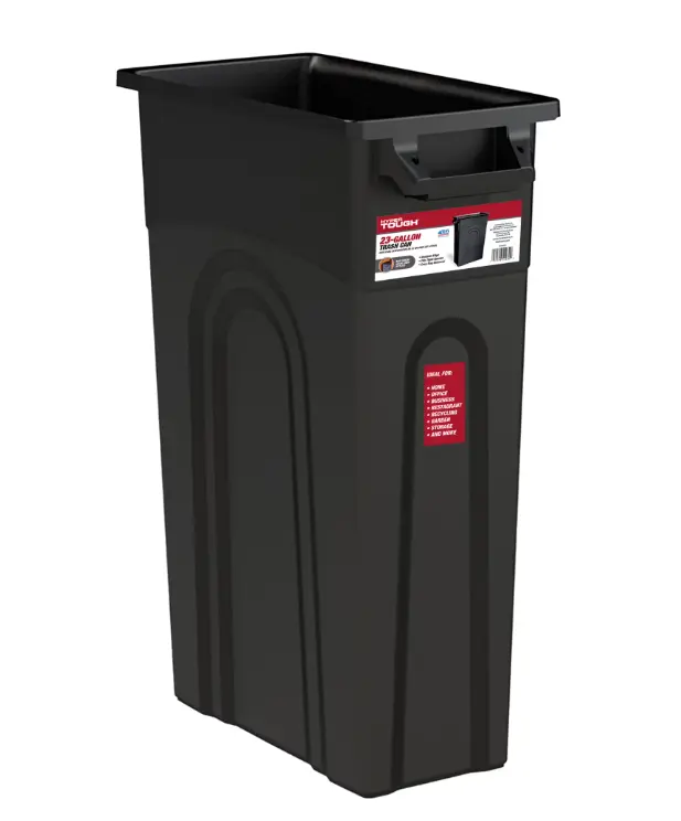 Hyper Tough 23 Gallon Heavy Duty Plastic Highboy Garbage Container, Black, 1 Each